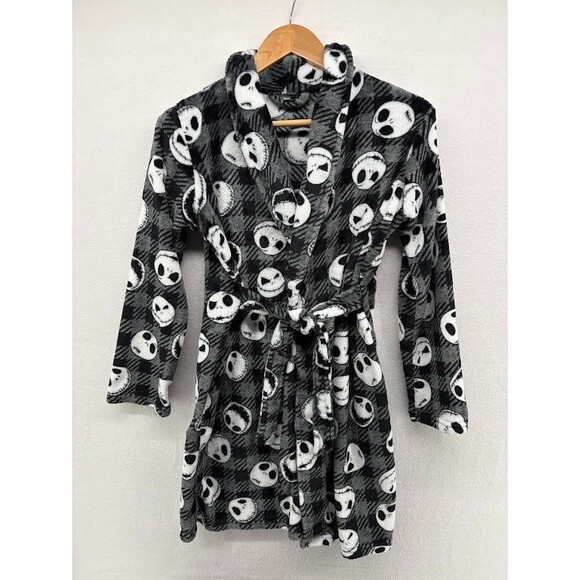 Boys Jack Skeleton "Nightmare Before Christmas" Robe Black Fleece Size M/L - Picture 1 of 4